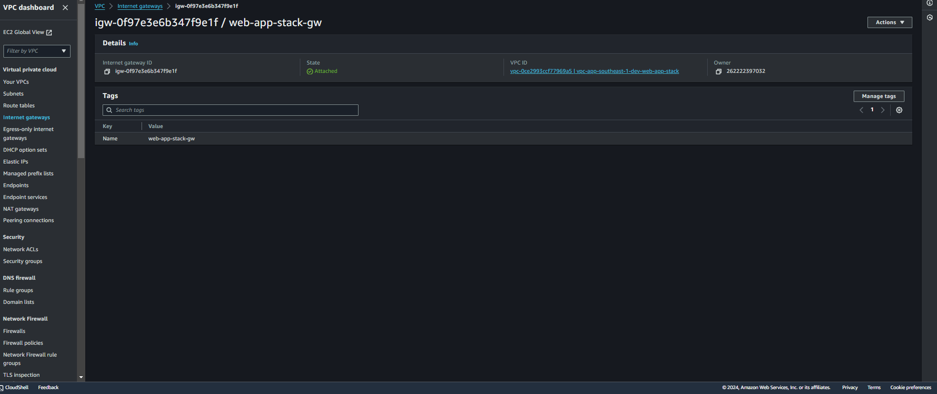 Attach Internet Gateway Snapshot