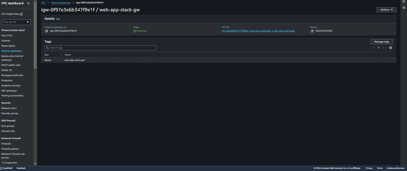 Attach Internet Gateway Snapshot