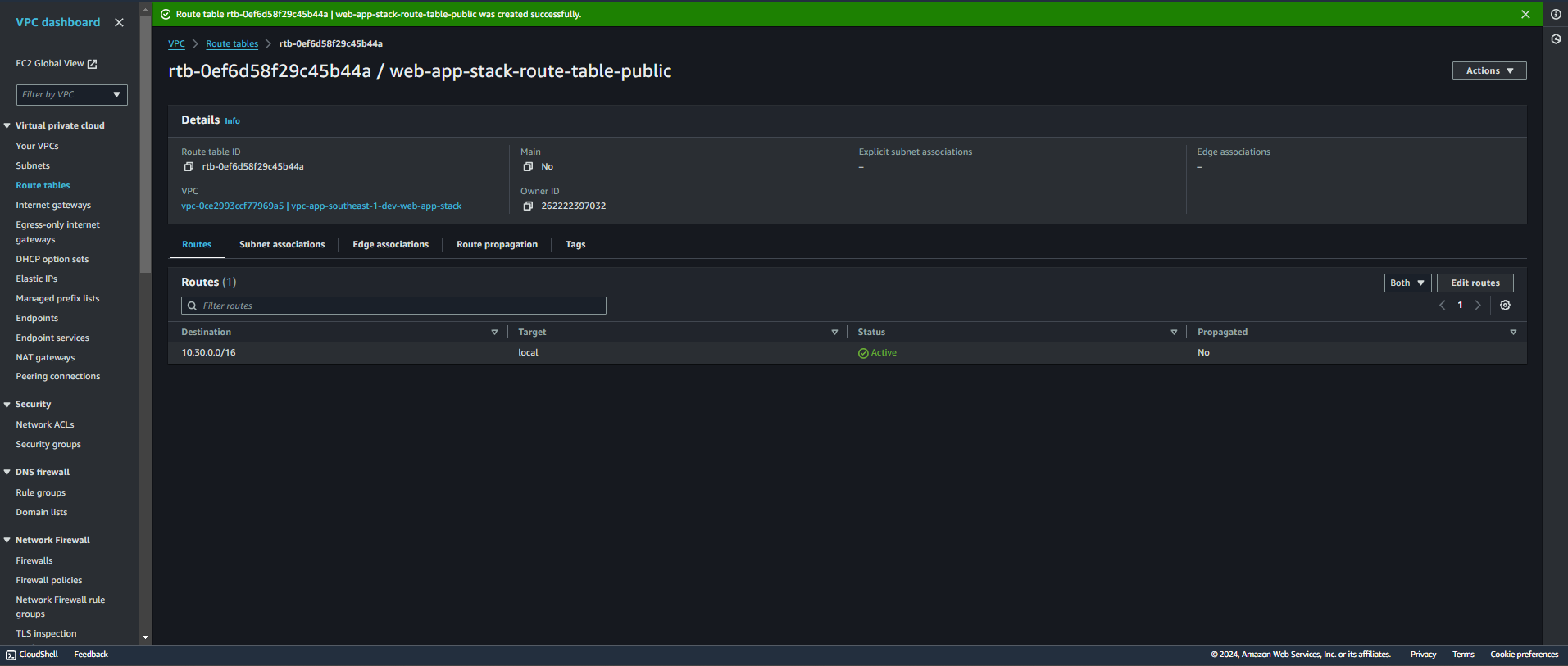 Create Route Table Snapshot