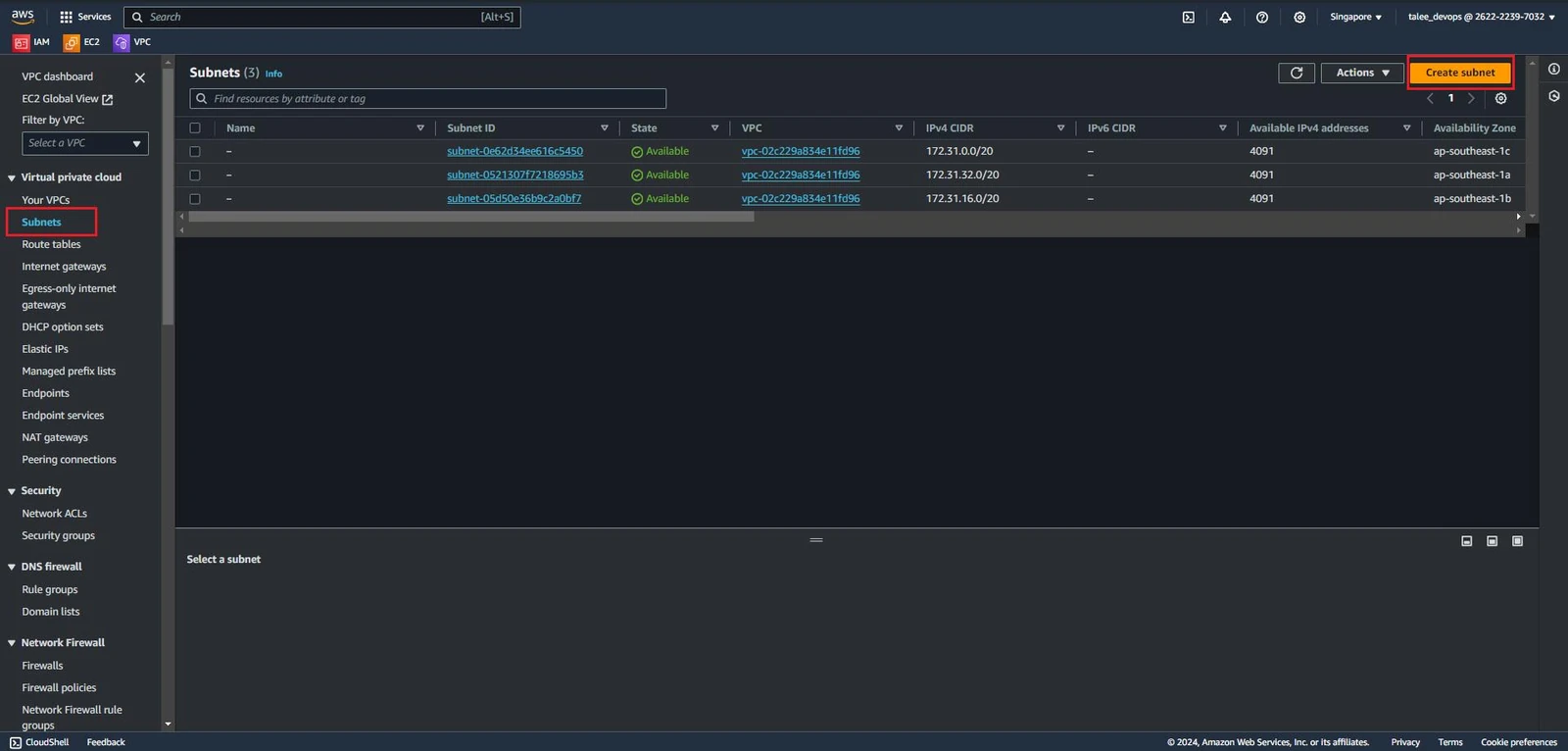 Subnets Default Snapshot